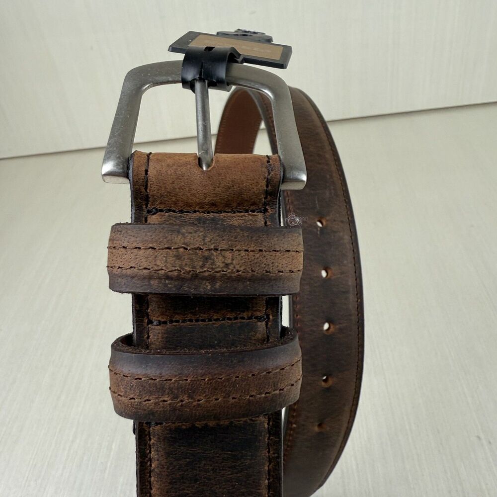 Buckle Brand Brown Leather Belt Mens 38 NEW - Picture 2 of 5